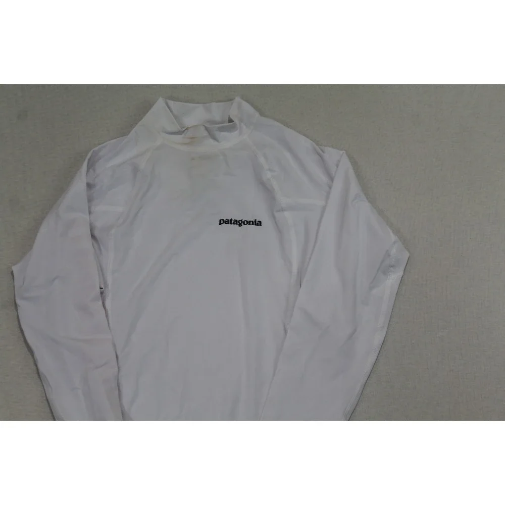 Patagonia Men White Shirt Surfing Beach Long Sleeve Polyester Size XS